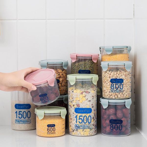 

storage bottles & jars kitchen transparent food preservation sealed tank with lid plastic grain snack box containers