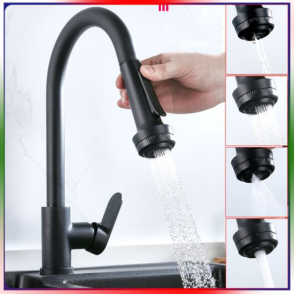 

kitchen faucets matte black and cold rotating spring single handle mixer tap sink 78sp