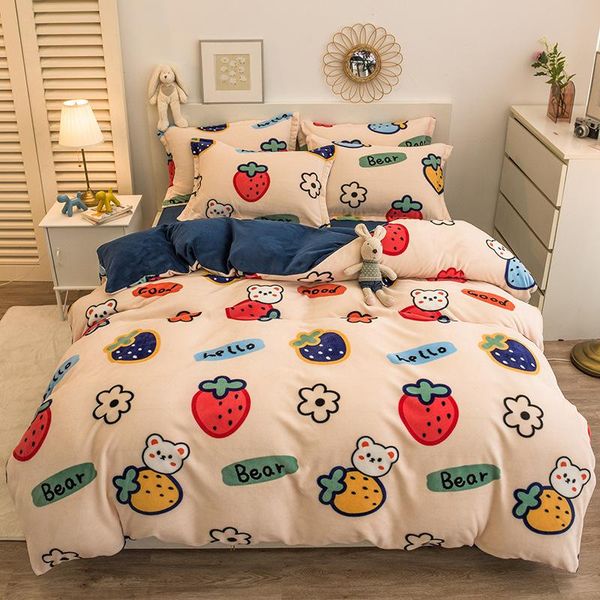 

bedding sets home textiles duvet cover set flannel quilt soft warm coral fleece blanket winter throw mechanical wash for girls