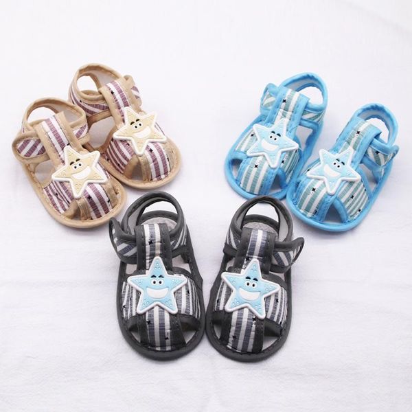 

sandals 2021 born baaby girl boy cute cotton soft sole stripe star infant toddleranti-slip shoes, Black;red