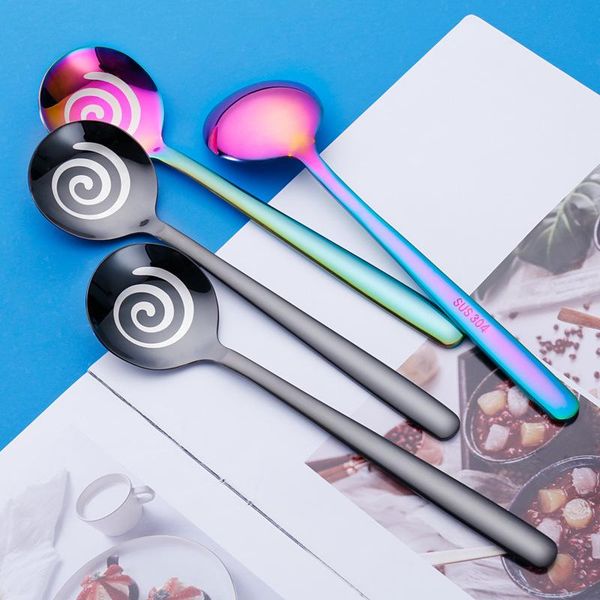 

6pcs stainless steel spiral spoon thickened stirring dessert coffee spoons for picnic drinkware tableware kitchen accessories