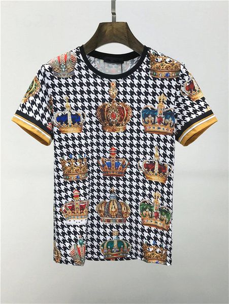 

2021 crown king designer mens t shirt summer fashion letters tees classic royal short sleeve streetwear hip-hop shirts europe america casual, White;black