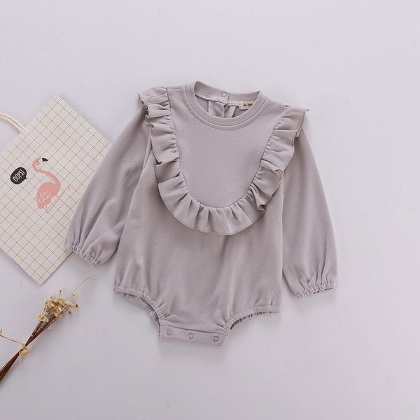 

rompers spring baby girl bodysuits solid color long sleeve ruffles cute jumpsuit infant suit e492 ew9u, Blue
