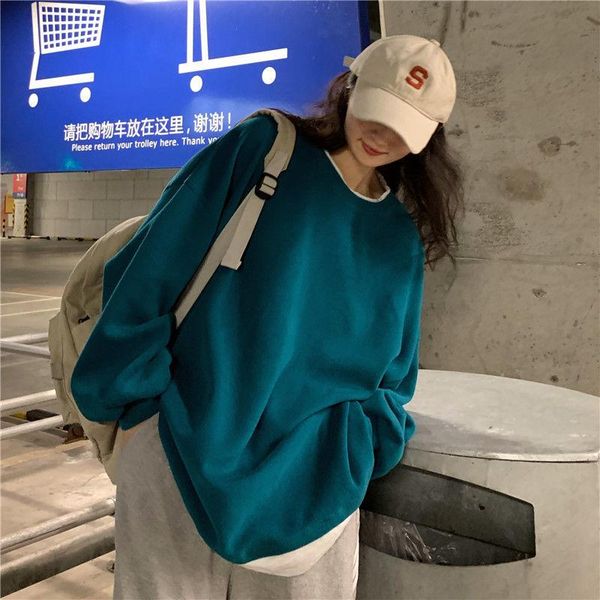 

women's hoodies & sweatshirts women fake two pieces harajuku oversized loose thin korean streetwear casual students pullovers, Black
