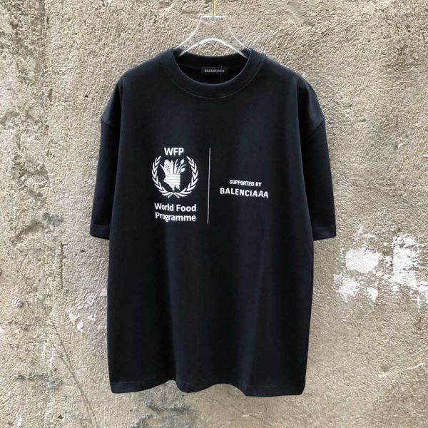 Tshirts Balenciga Tasarımcı Erkek Sweaters Hoodies Gıda Ajansı'nın Orijinal Pamuklu Erkek ve Kadın Yuvarlak Boyun T-Shirt
