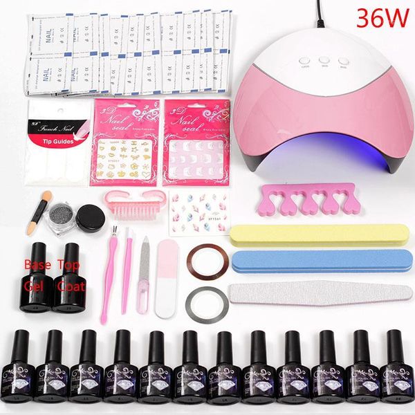 

nail art manicure tools 36w uv led lamp dryer 6/12 color 8ml base coat soak off gel varnish polish set kits1