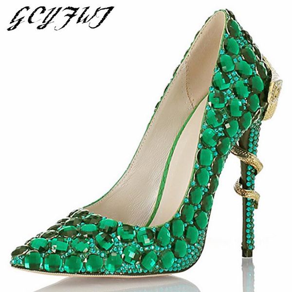 

dress shoes women single 2021 banquet low-solid color low-heeled stiletto crystal pointed green high heels zapatillas mujer, Black