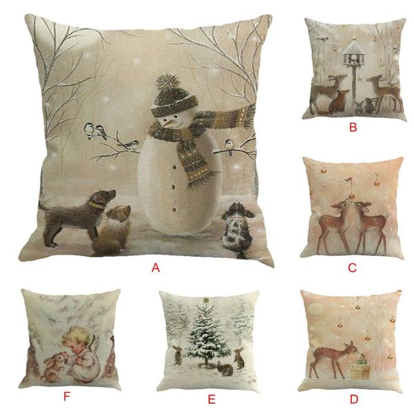 

cushion/decorative pillow merry christmas cushion cover printing dyeing sofa bed home decor cotton linen pillowcase
