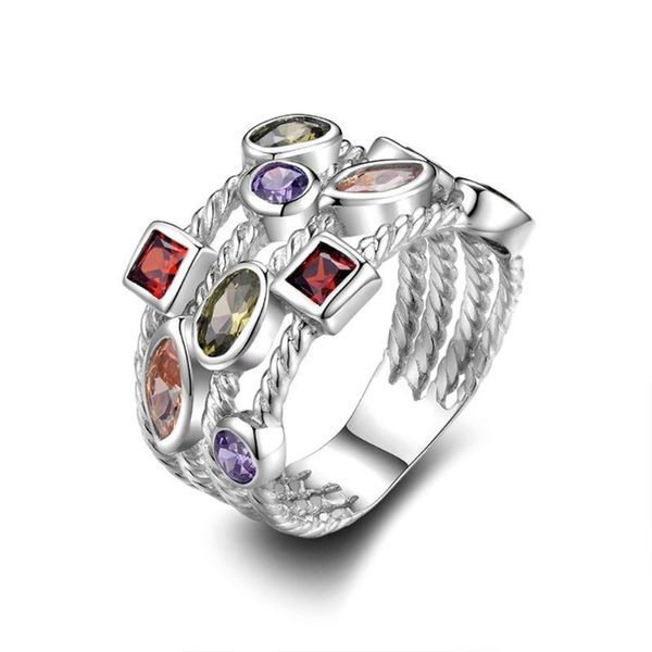 

wedding rings trendy fashion luxury crystal ring female romantic valentine's day gift anniversary party jewelry wholesale, Slivery;golden