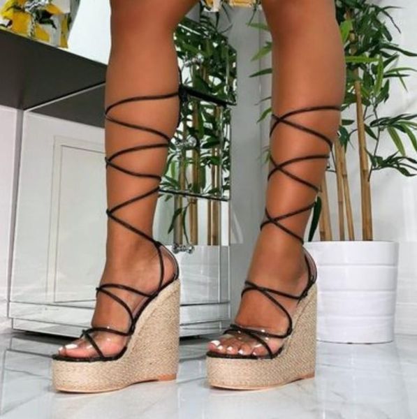 

sandals waterproof platform bandage woman 2021 with high shoes1, Black