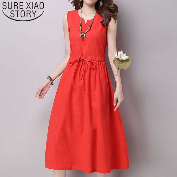 

fashion women dresses sleeveless sashes solid empire o-neck summer elegant dress office ladies casual dress 3585 50 210527, Black;gray