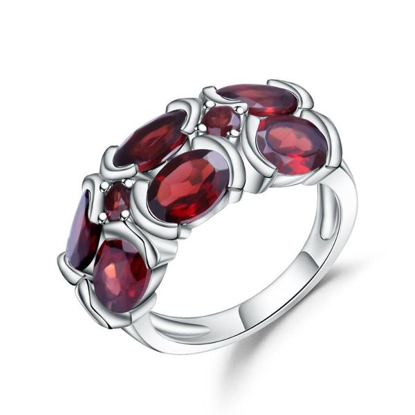

cluster rings gem's ballet 6.13ct natural garnet gemstone mona lisa wedding ring 925 sterling silver for women fine bijouterie, Golden;silver