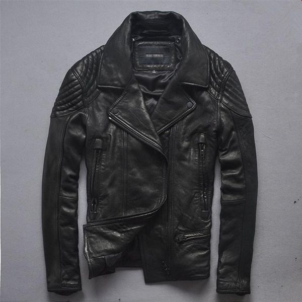 

men's leather & faux slim fit biker itlay import sheepskin fashion korean style motorcycle jacket for men, Black