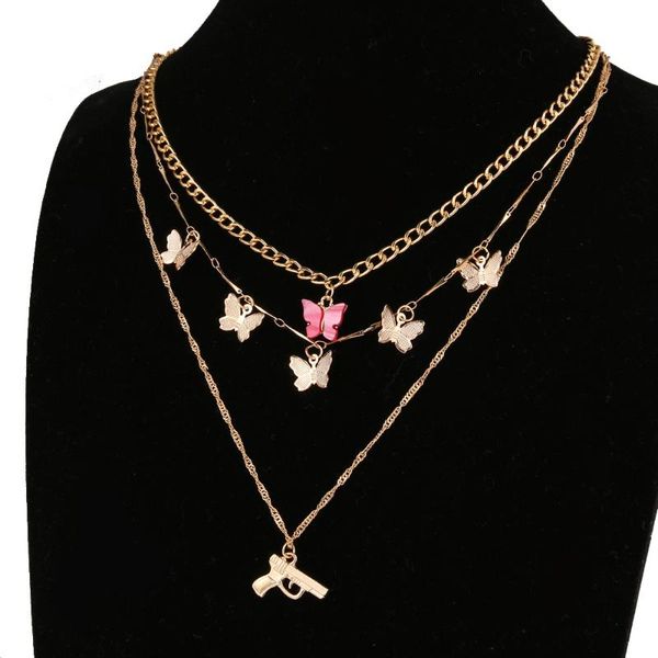 

pendant necklaces trendy bohemian multilayer for women men gold butterfly portrait coin cross crystal chokers necklace jewelry gifts, Silver