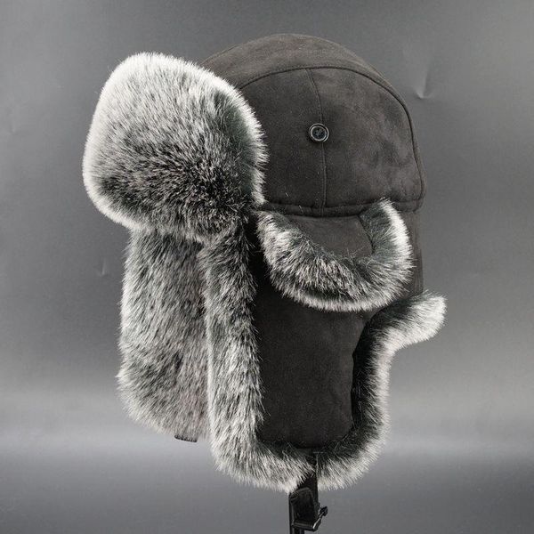 

berets arrival men's large size ear protection hat winter ski cap retro bomber, Blue;gray