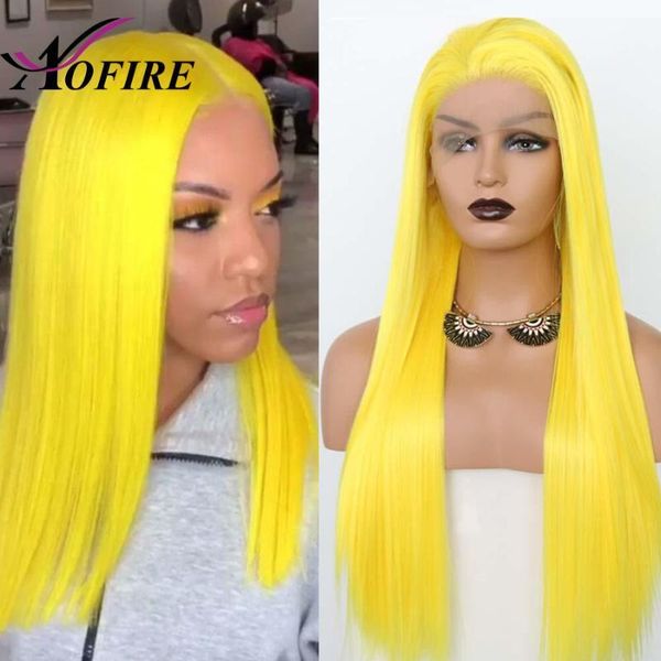 

yellow colored wigs straight lace front wig transparent human hair for black women brazilian remy 13x41, Black;brown