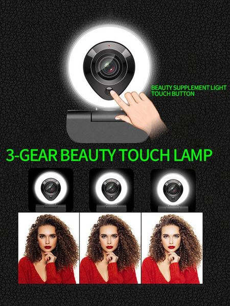 

webcams mini led fill light computer camera auto focus web 1920 * 1080 built-in dual-channel noise reduction microphone