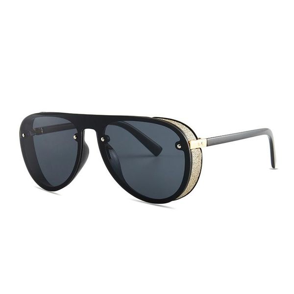 

sunglasses est oval pilot steampunk vintage retro windproof round frame big oversize eyemwear fashion transparent one piece, White;black