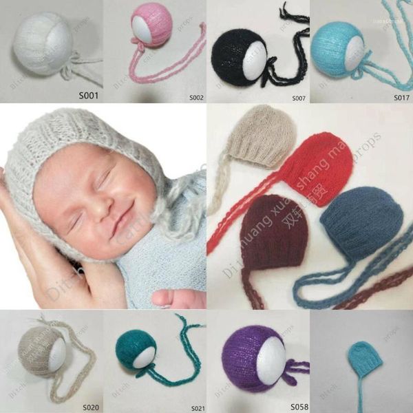 

hand knitted baby mohair hat, pography props. camera accessory1, Yellow