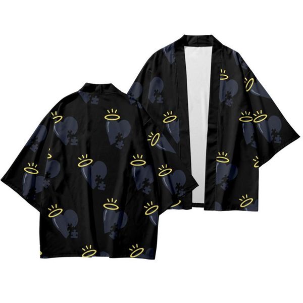

ethnic clothing japanese kimono black print cardigan and pant set men harajuku streetwear samurai clothes yukata male haori obi, Red