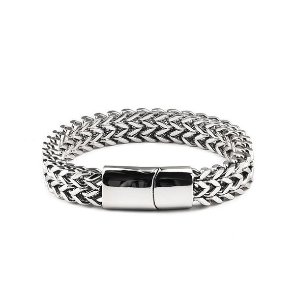 

link, chain non embroidered steel braided double row keel bracelet cuban hiphop titanium men's accessories, Black