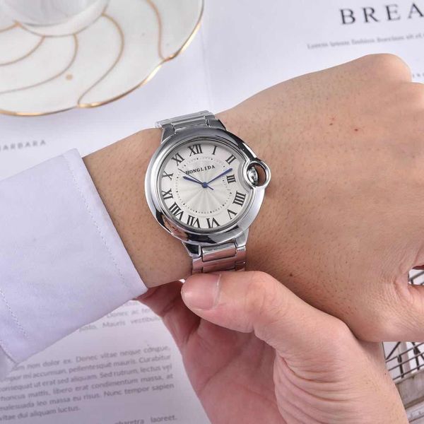 

european and american fashion highend tiktok blue balloon watch same style mens lady couple watch fashion quartz steel strap belt watch gif, Slivery;brown