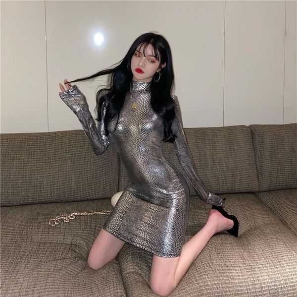 

casual dresses fashion brand women's clothing mini-dress bandage bodycon dress style sheath empire print turtleneck spring autumn, Black;gray