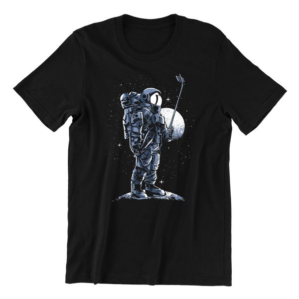 

astronaut selfie dtg printed t shirt retro print trippy band men punk blogger, White;black