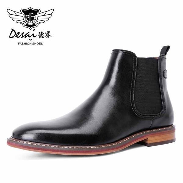 

desai brand men's chelsea boots genuine calf leather bottom outsole upper inner handmade boot shoes 211217, Black;brown