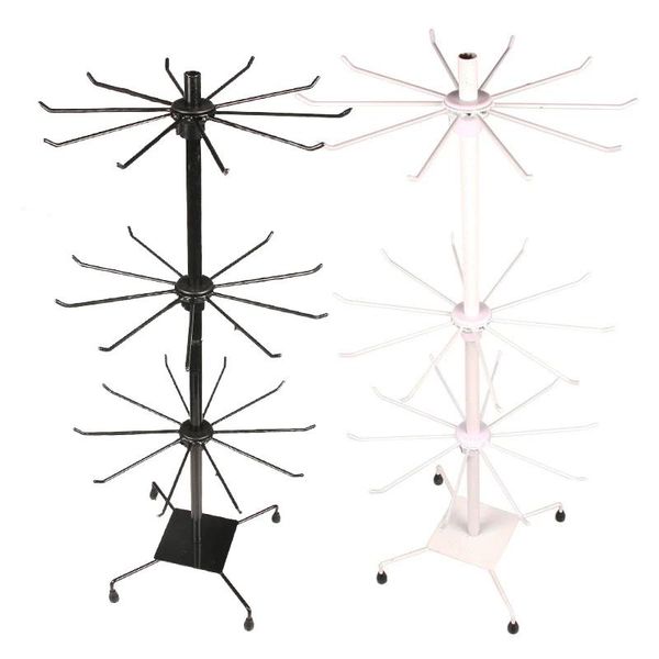 

jewelry pouches, bags metal 3layer rotating rack hat sock display store shelf bracelet necklace holder stand cases, Pink;blue