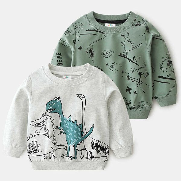

spring autumn design 2 3 4 6 8 10years children's clothing cartoon animal print all-match sweatshirt for kids baby boy 210529, Black