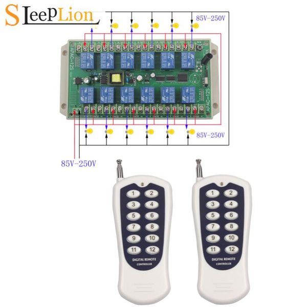 

smart home control 110v 12ch remote switch rf wireless 85v-220v receiver relay 85v-250v module 315/433mhz