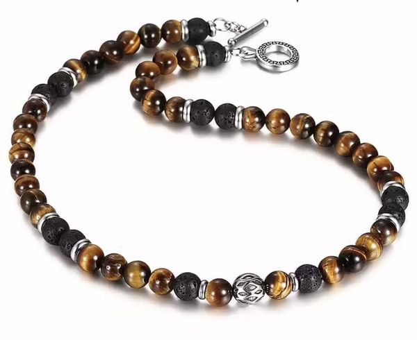 

necklace design natural stone 316 stainless steel necklace fashion trend jewelry for men and women, Black