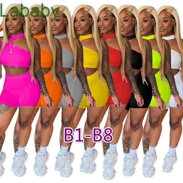 

women two piece pants set designer tracksuits solid colour irregular crop halter sleeveless vest legging zipper split suit outfits 4 styles, White