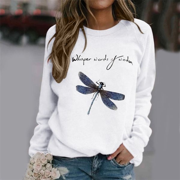 

dragonfly printed crewneck black hoodie women autumn winter leisure casual pullover sweatshirts letter aesthetic blouse moletom