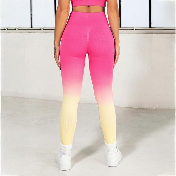 

women's leggings seamless fitness women push up yoga length pants gradient athletic wear high waist gym trousers energy sportswear, Gray