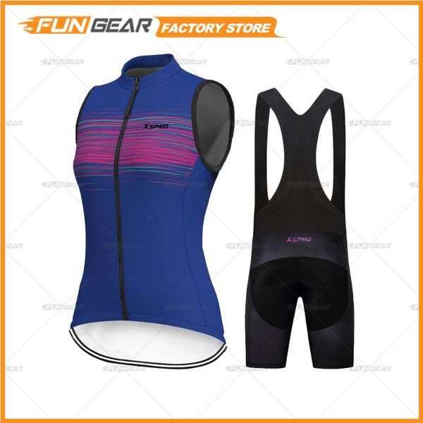 

women cycling clothing vest bicycle jersey set female ciclismo girl cycle casual wear road bike bib short pant pad racing sets, Black;blue