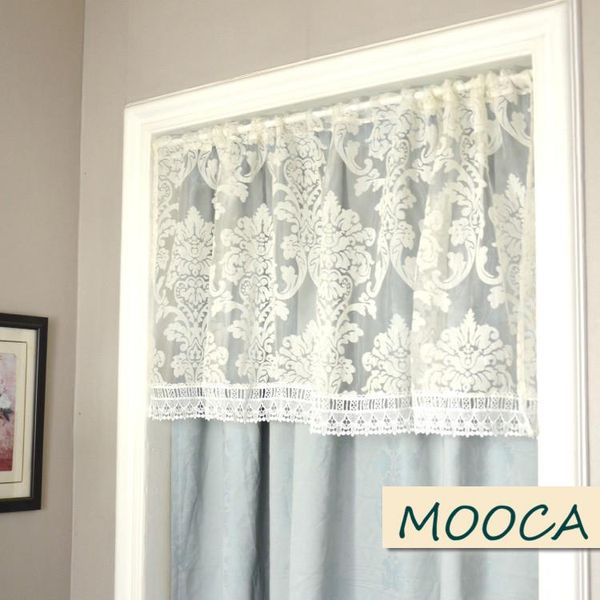 

curtain & drapes floral white lace short kitchen