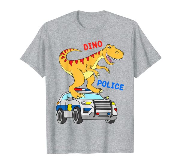 

dino police with t-rex dinosaur on cop car boy girl t-shirt, White;black