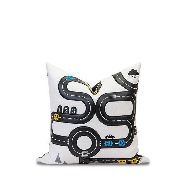 

cushion/decorative pillow lovely leather embroidery children racing track pattern decorative cushion cover for bedroom sofa 45x45cm/30x50cm