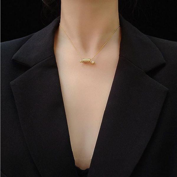 

chains spiral spring necklace 2021 trendy internet celebrity fashion niche design sense clavicle chain simple temperament, Silver