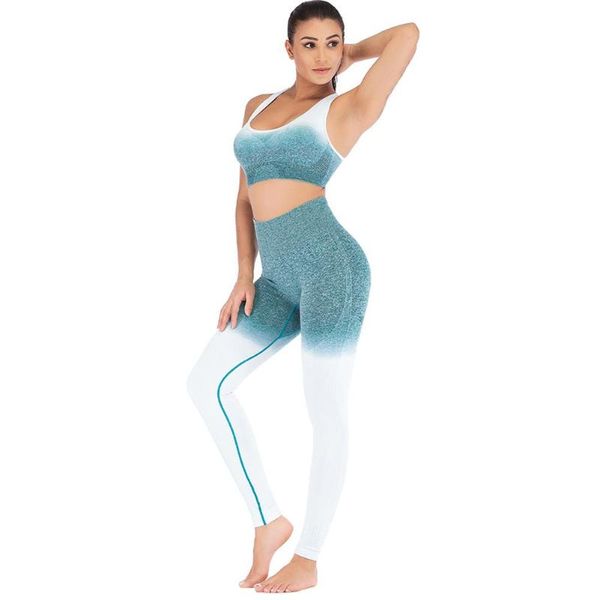 

yoga outfits women in teal high waisted pants woman sport training tights gym fitness, White;red
