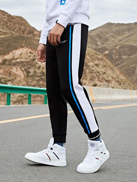 

sports pants men's autumn / winter 2021 thickened knitted slim casual corset running, Black;blue