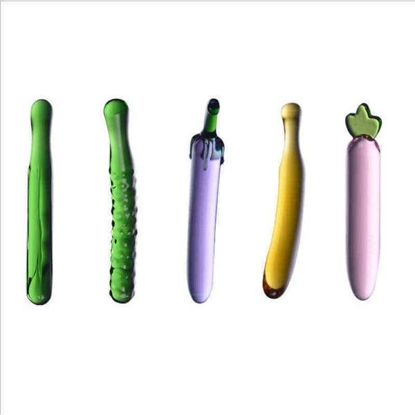 Nxy Sex Products Фаллоимитаторы 5 видов Зеленый и фрукты Форма Кристалл Фаллоимитатор для Женщин Стекло Свеча Забалки Веселье S Взрослый Мастурбация Tune Homo's Toy 1227