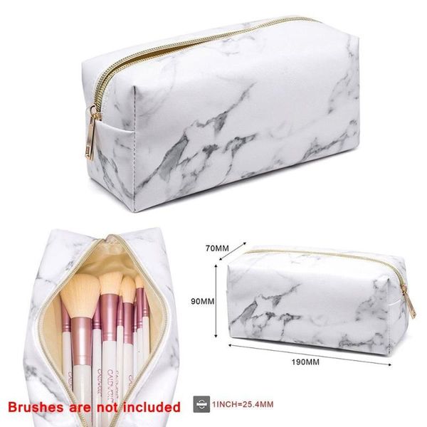 

eyebrow tools & stencils travel portable marble makeup bag storage case toiletry unisex