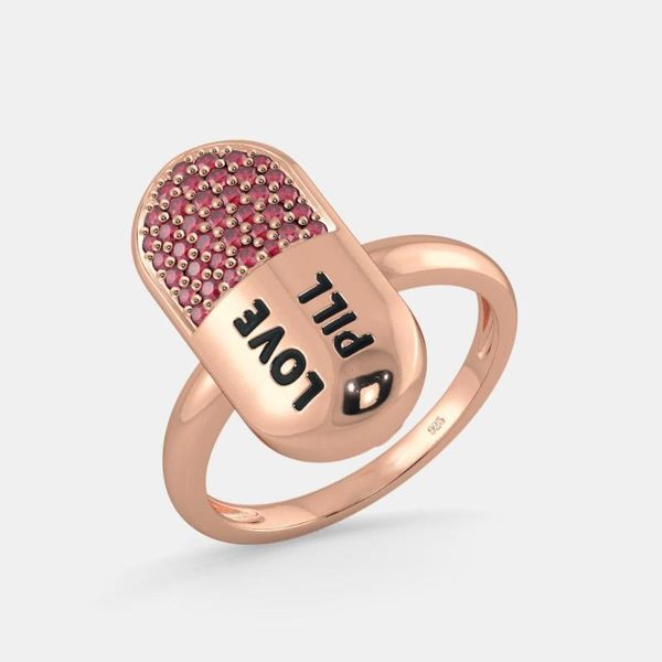 

cluster rings szjinao brand love red ruby ring rose gold punk men women diy silve 925 jewelry handmade creative birthday gifts 2021, Golden;silver