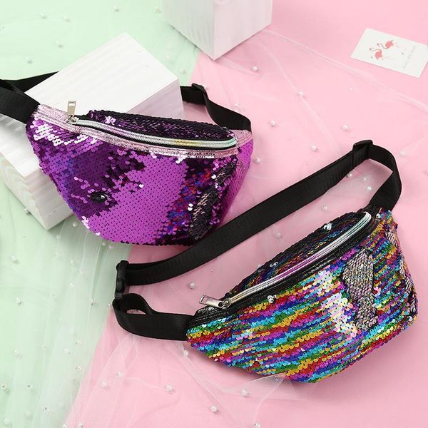 

sequins waist bags women belt bags fanny packs bum bag phone zipper waist pouch