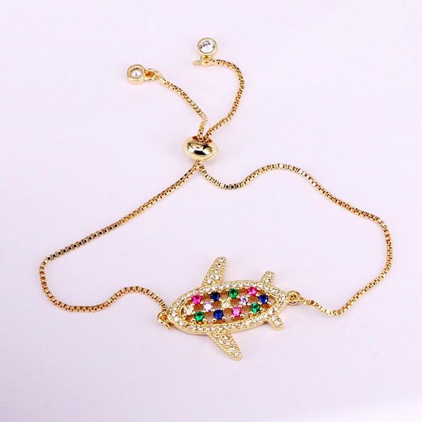 

link, chain 3pcs, crystal fashion cz micro pave charm airplane jewelry bracelets rainbow zirconia copper, Black