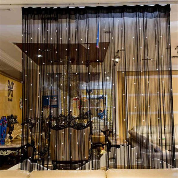 

curtain & drapes black string chain shiny tassel line curtains window door divider drape living room decor valance home decoration