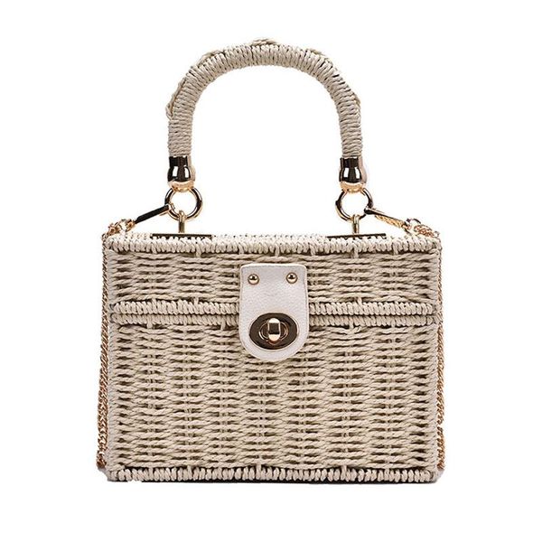 

evening bags fashion chain design weave straw bag summer wild small shoulder crossbody for women 2021 female casual beach handbags